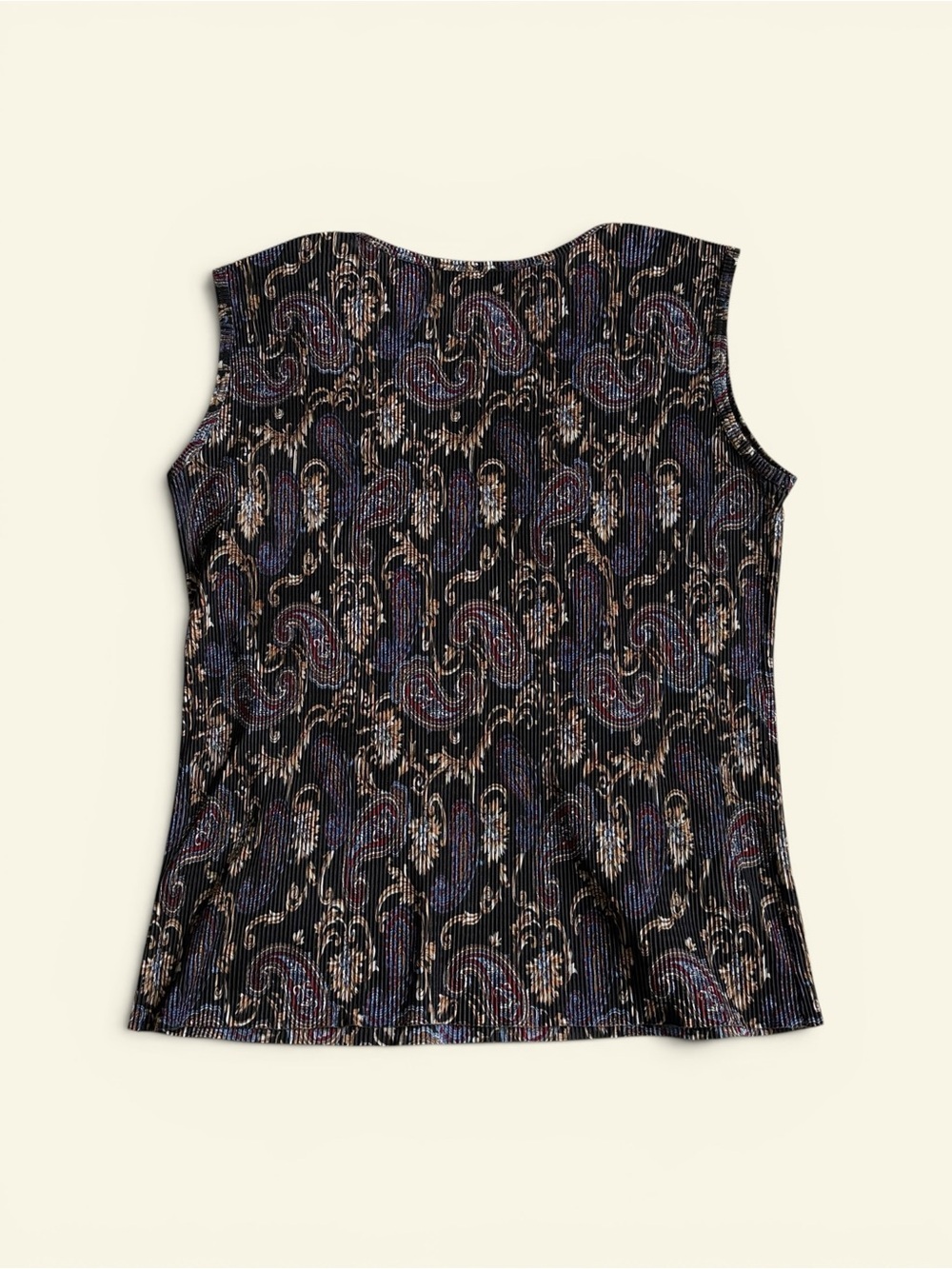 Vintage E.R. Designs Paisley Plisse Pleated Tank Top Women's Medium Y2K Black - Picture 4 of 7